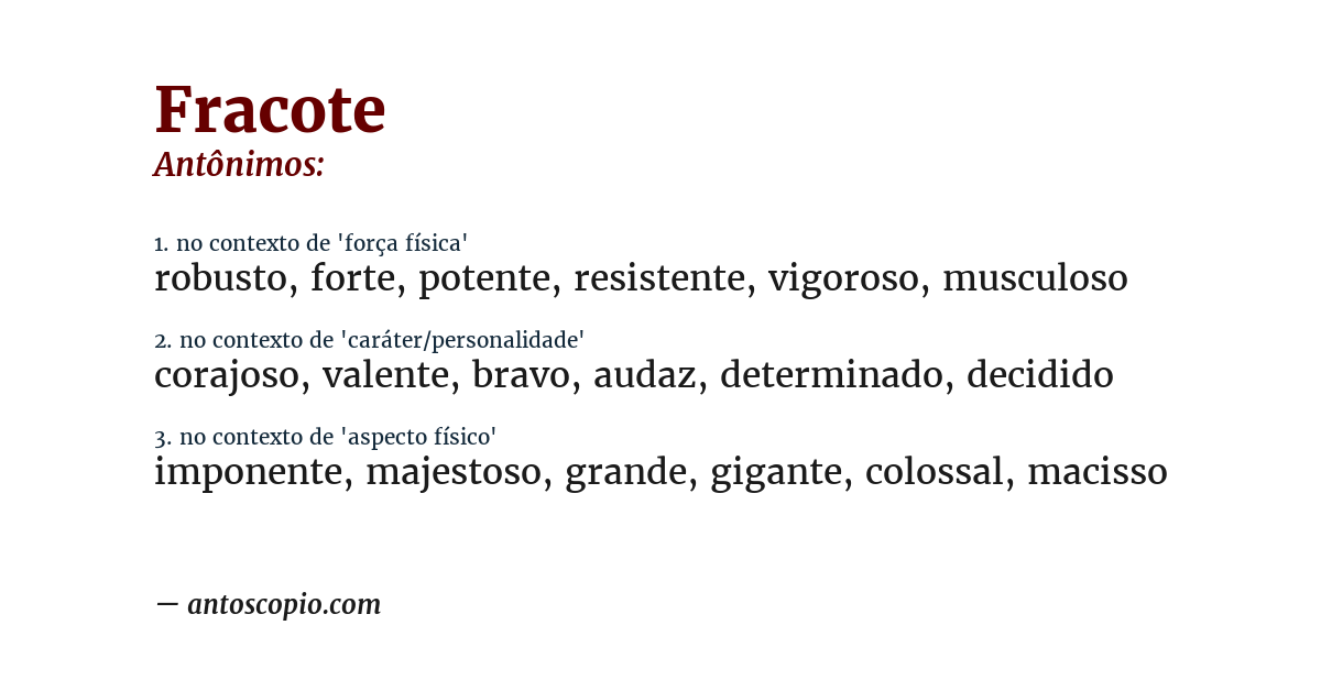 Antônimo de fracote