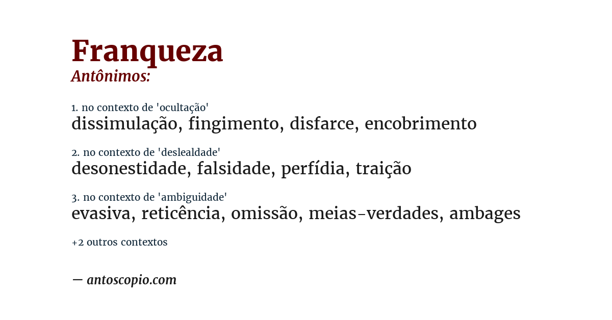Antônimo de franqueza