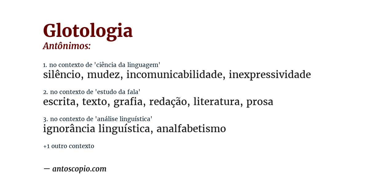 Antônimo de glotologia
