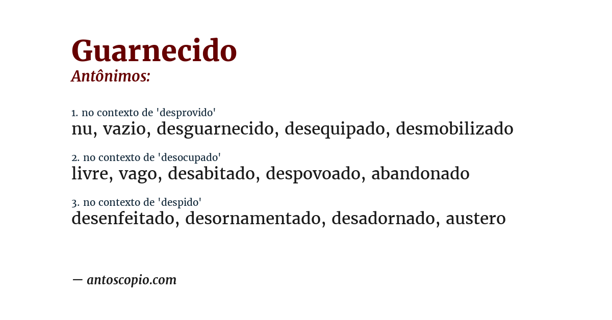 Antônimo de guarnecido