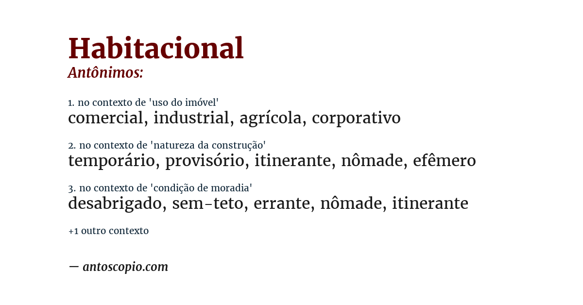 Antônimo de habitacional