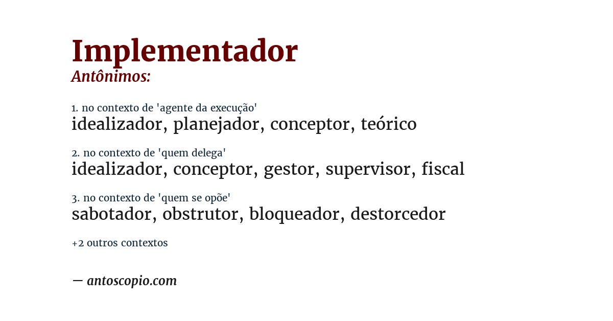 Antônimo de implementador