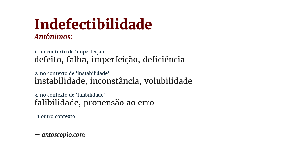Antônimo de indefectibilidade