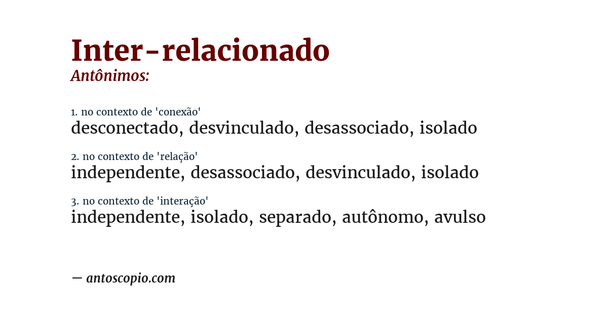 Antônimo de inter-relacionado