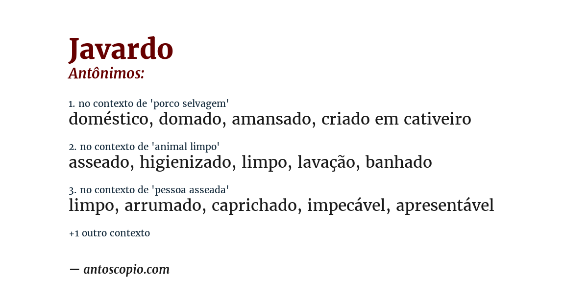 Antônimo de javardo