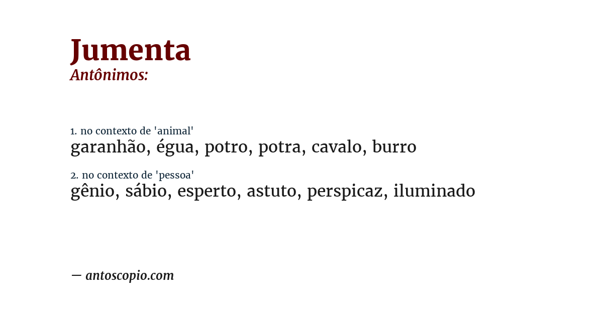 Antônimo de jumenta