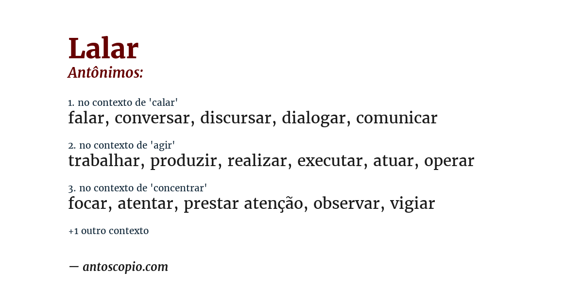 Antônimo de lalar