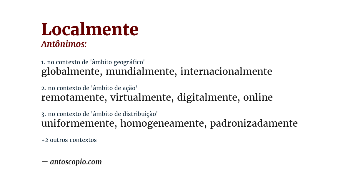 Antônimo de localmente