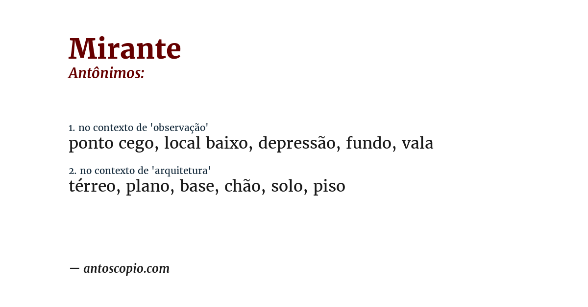 Antônimo de mirante