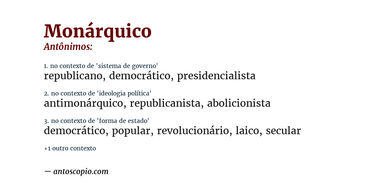 Antônimo de monárquico