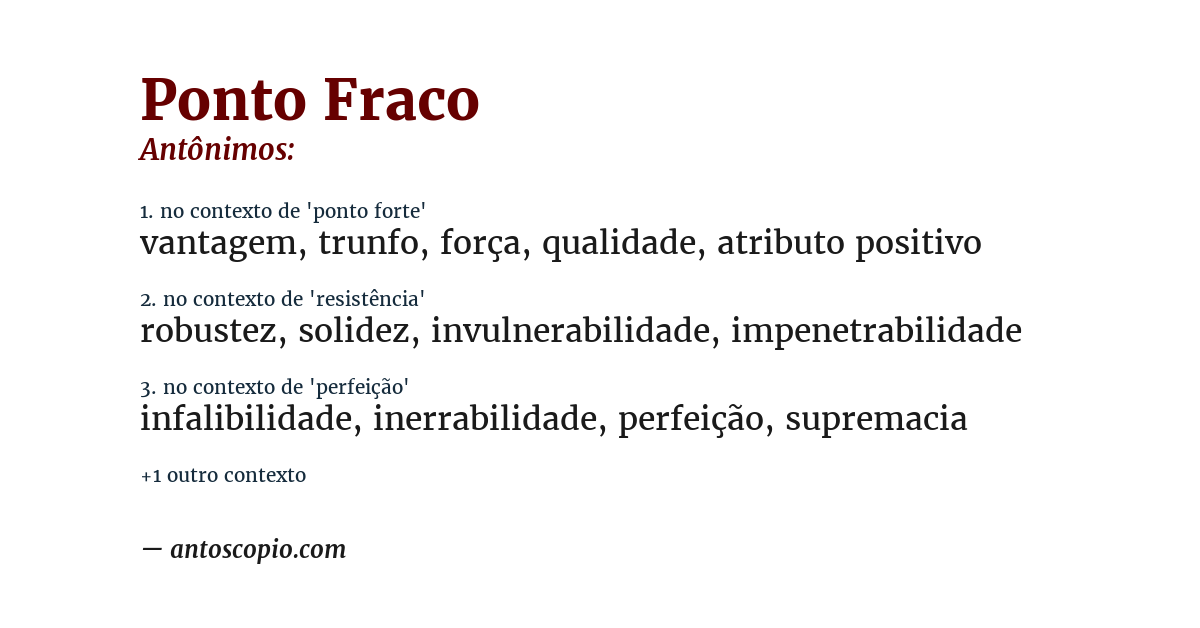 Antônimo de ponto fraco