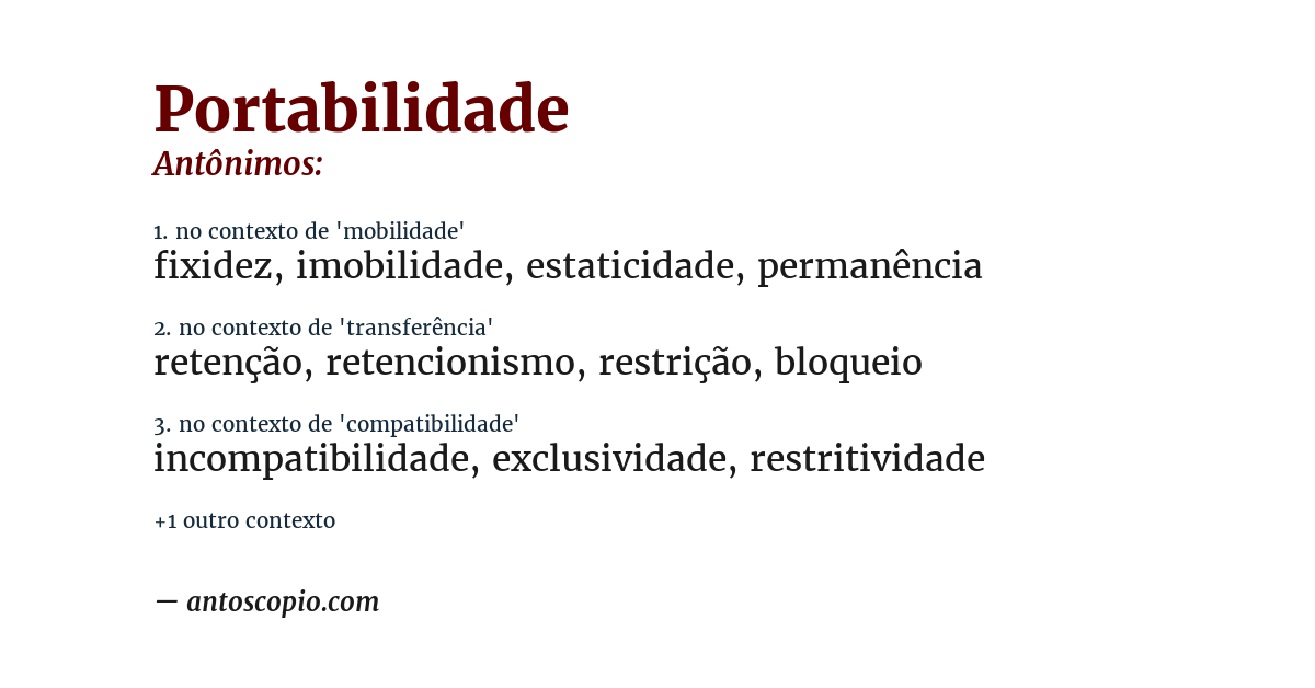 Antônimo de portabilidade