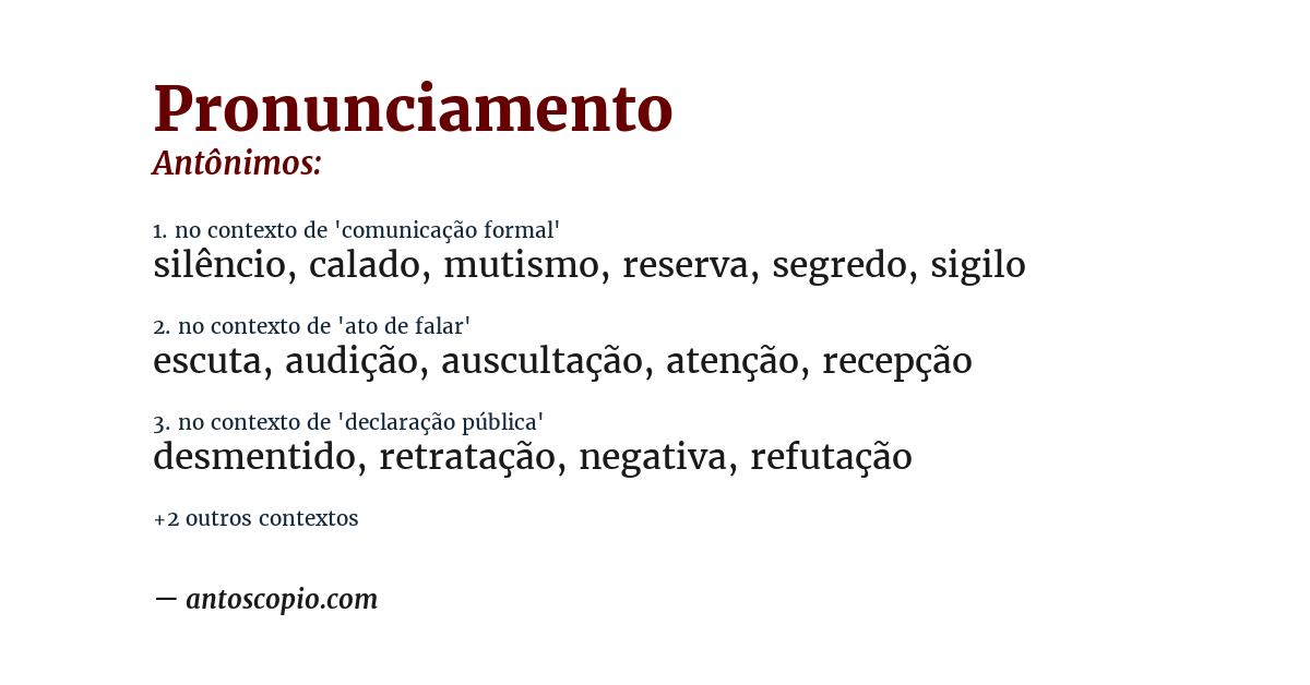 Antônimo de pronunciamento