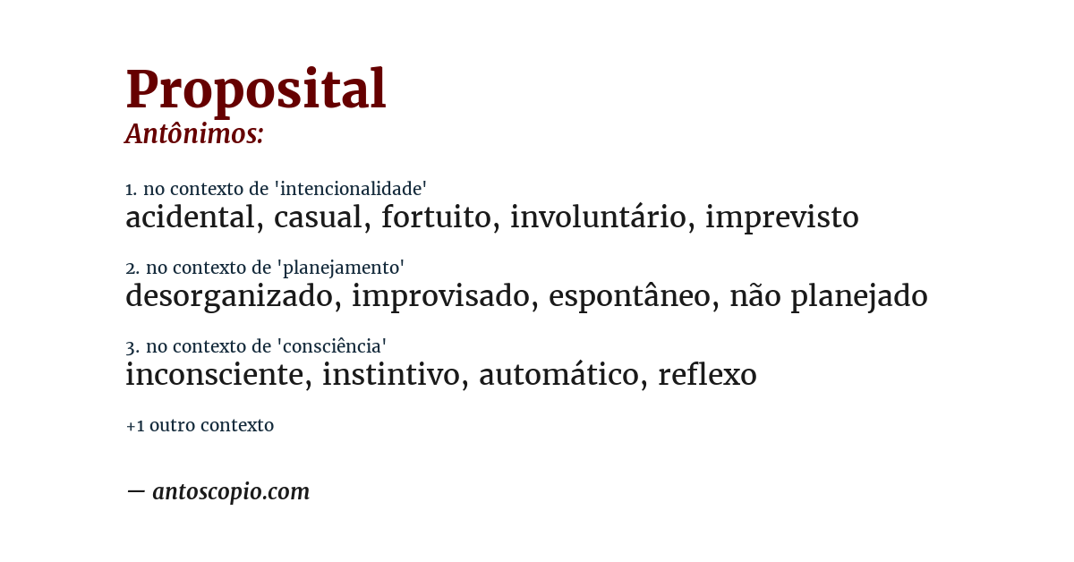 Antônimo de proposital