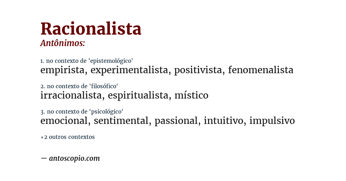Antônimo de racionalista