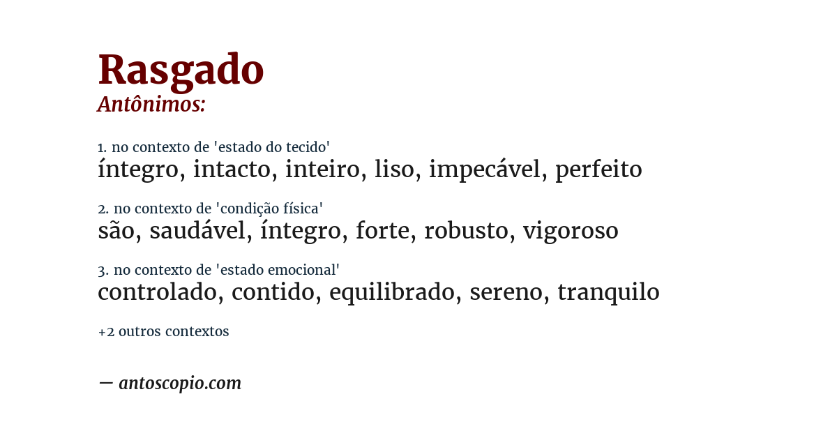Antônimo de rasgado