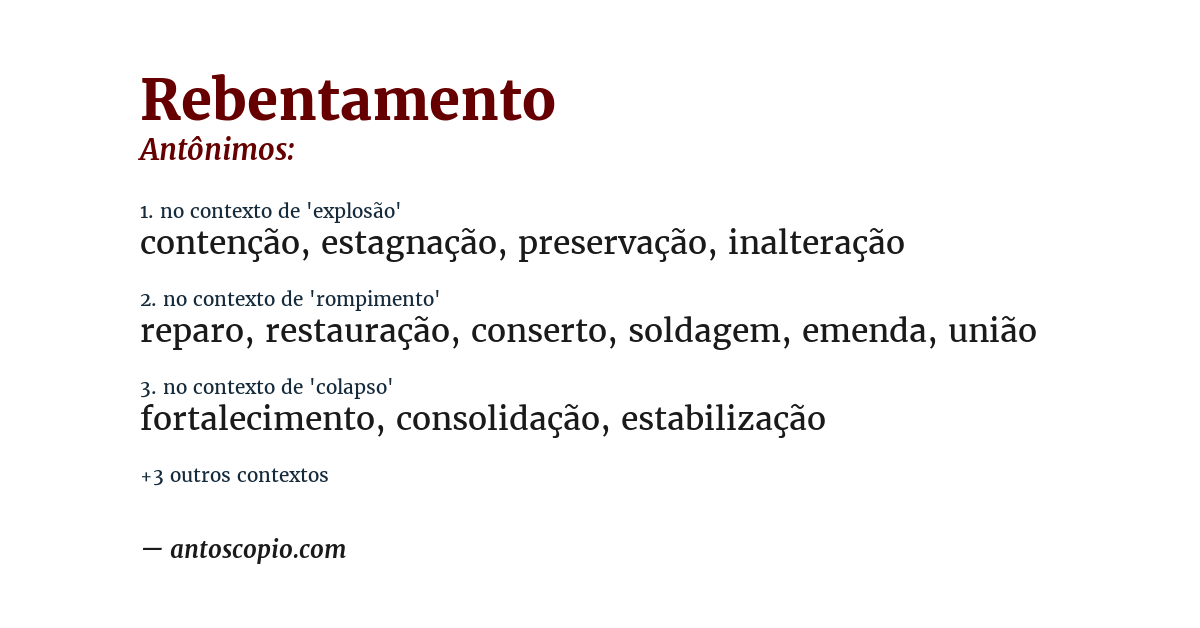 Antônimo de rebentamento