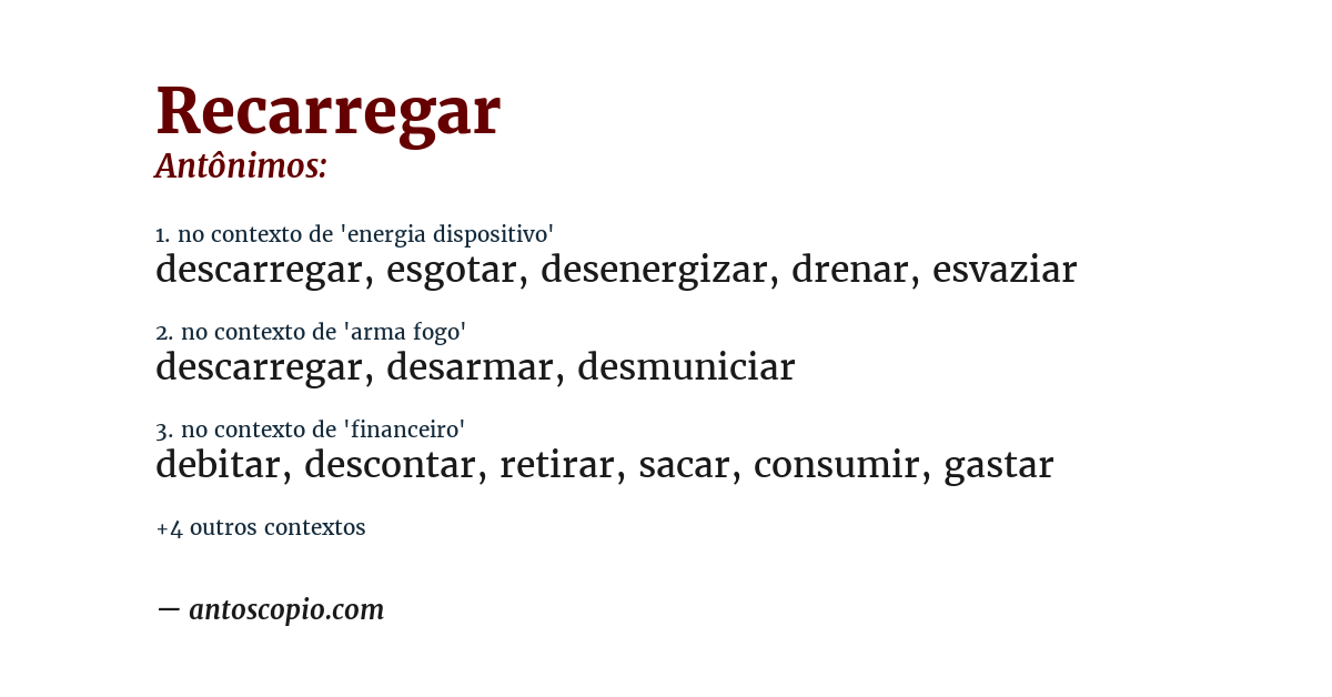 Antônimo de recarregar