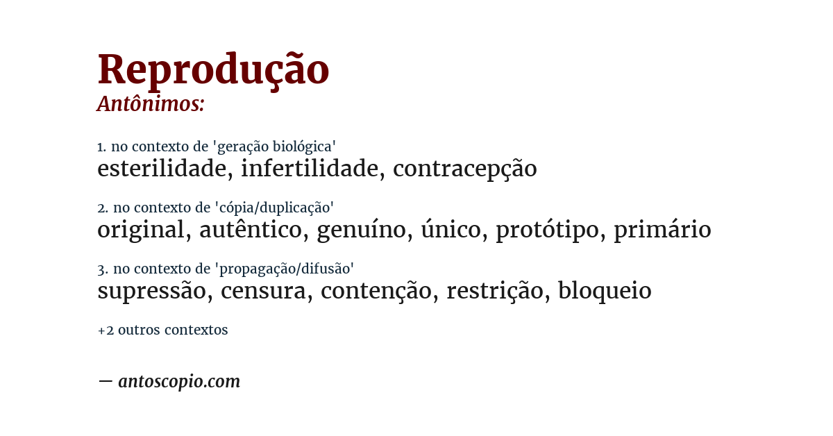 Antônimo de reprodução