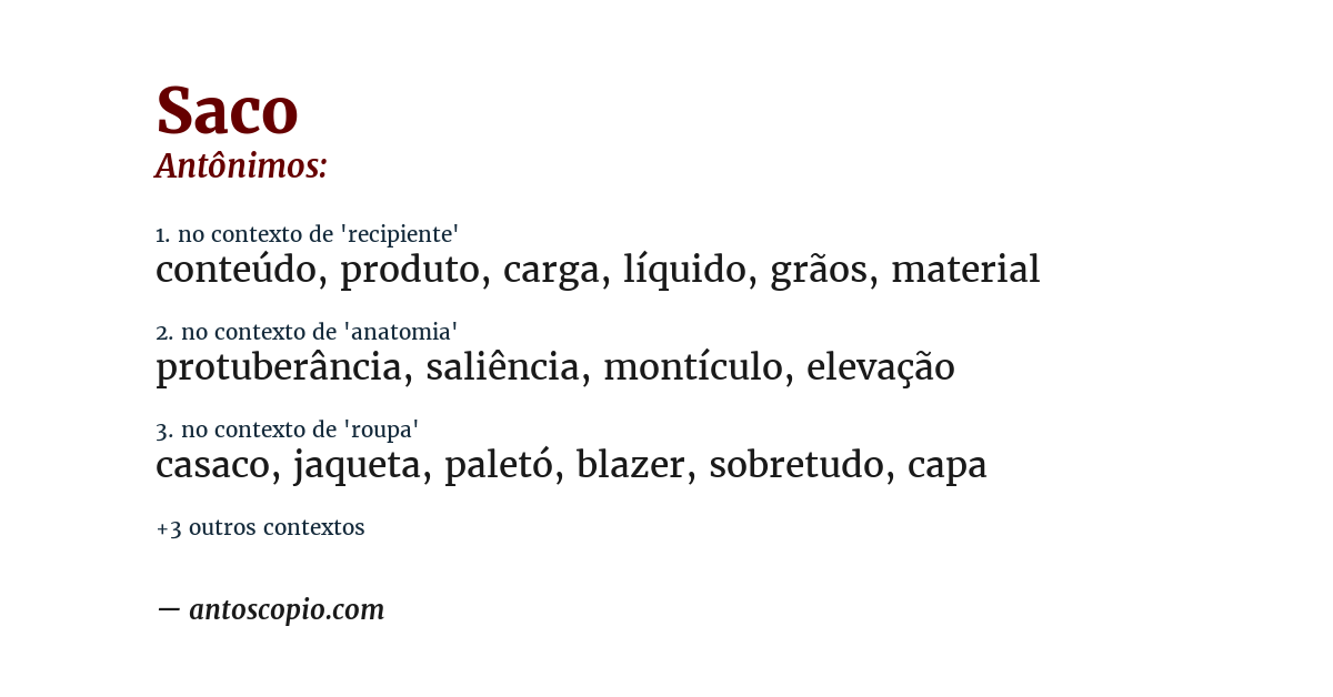 Antônimo de saco