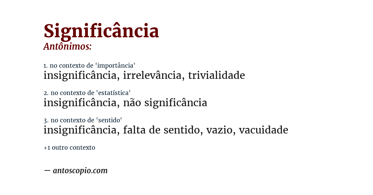 Antônimo de significância
