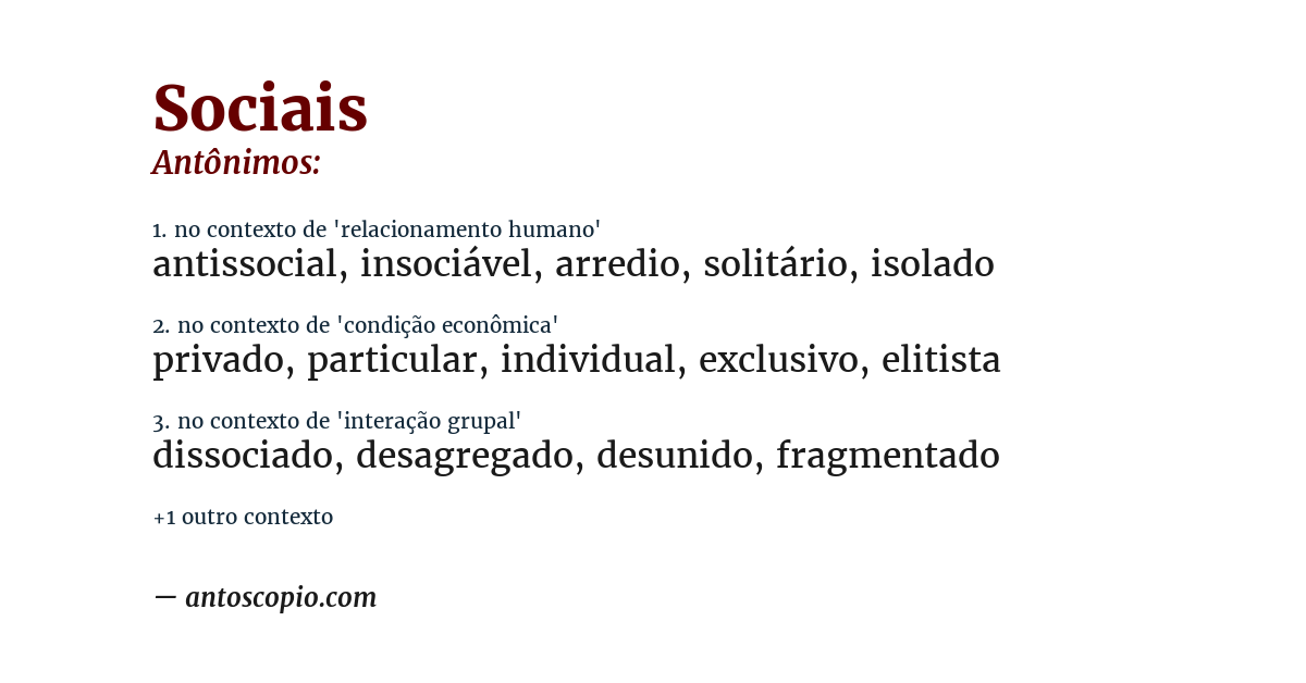Antônimo de sociais
