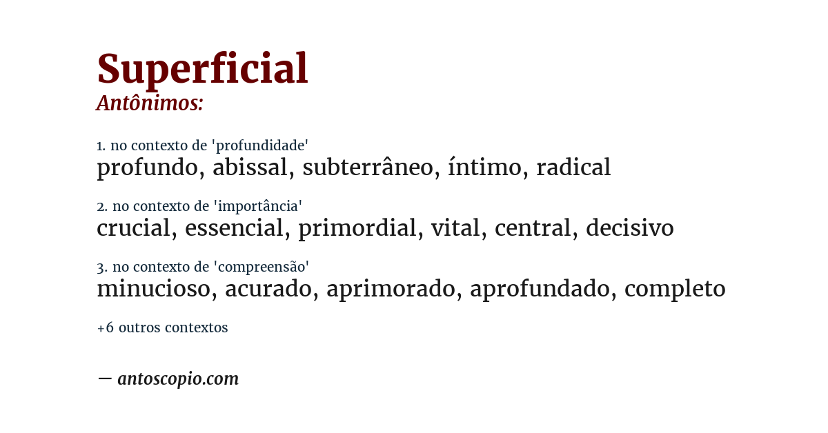 Antônimo de superficial
