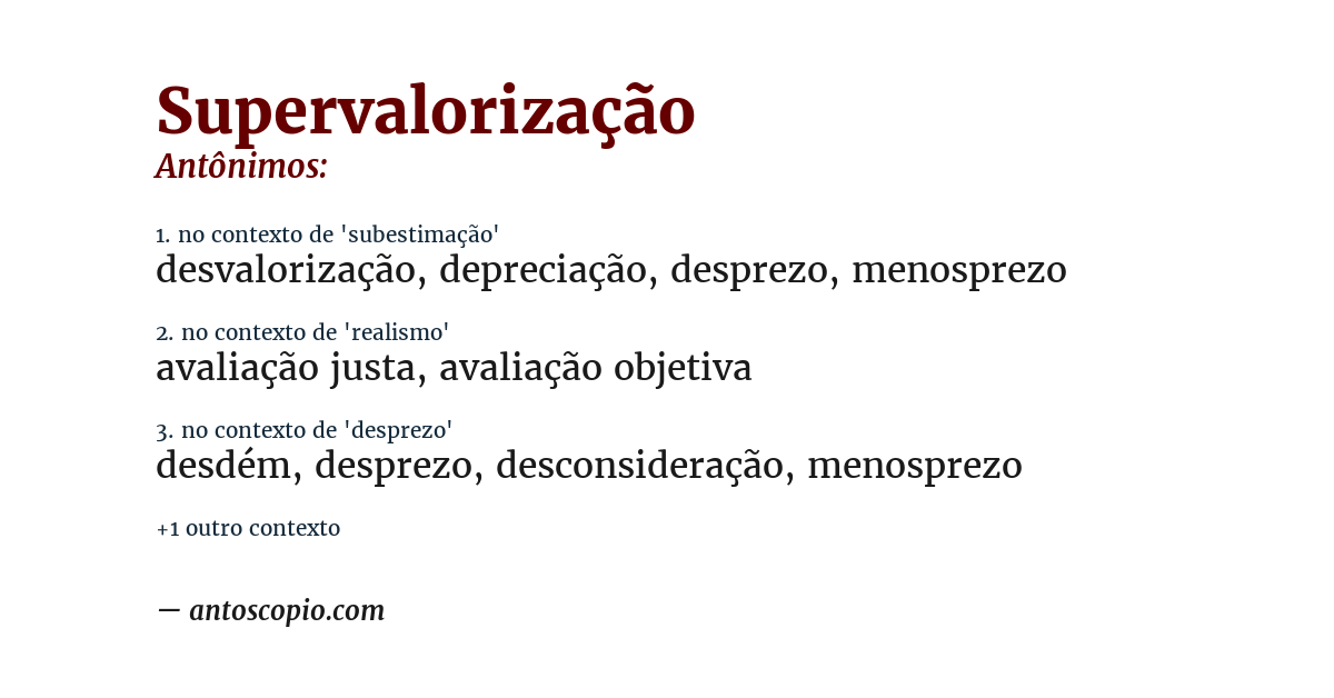 Antônimo de supervalorização