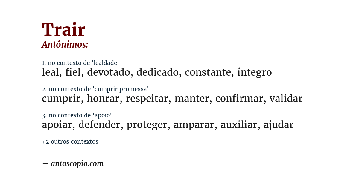Antônimo de trair