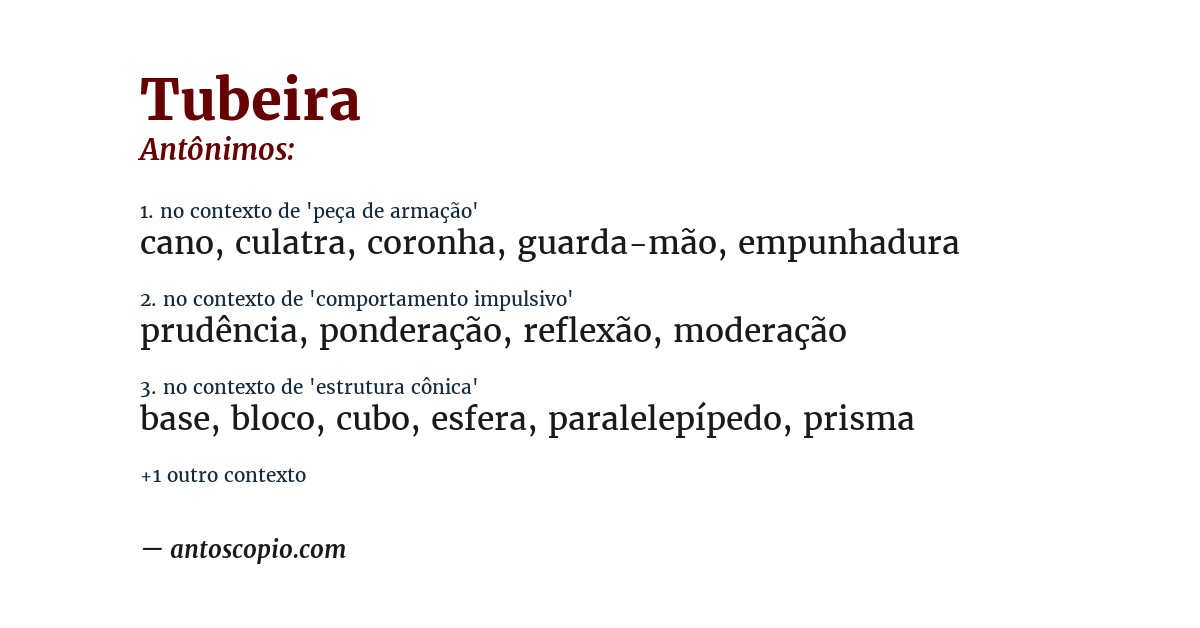 Antônimo de tubeira