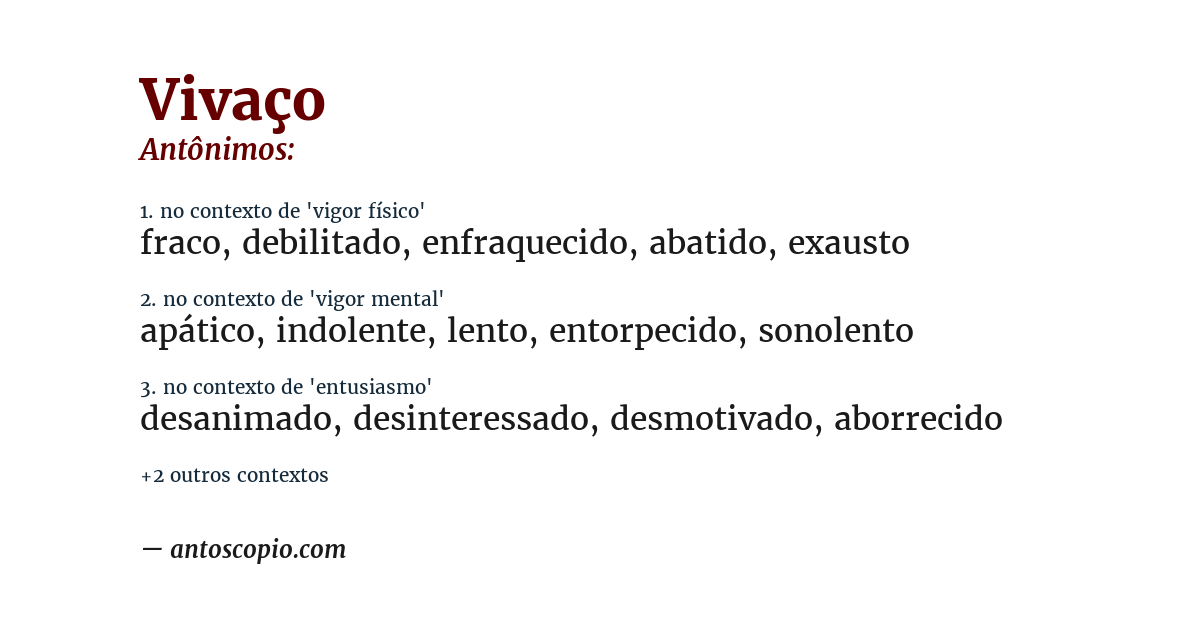 Antônimo de vivaço