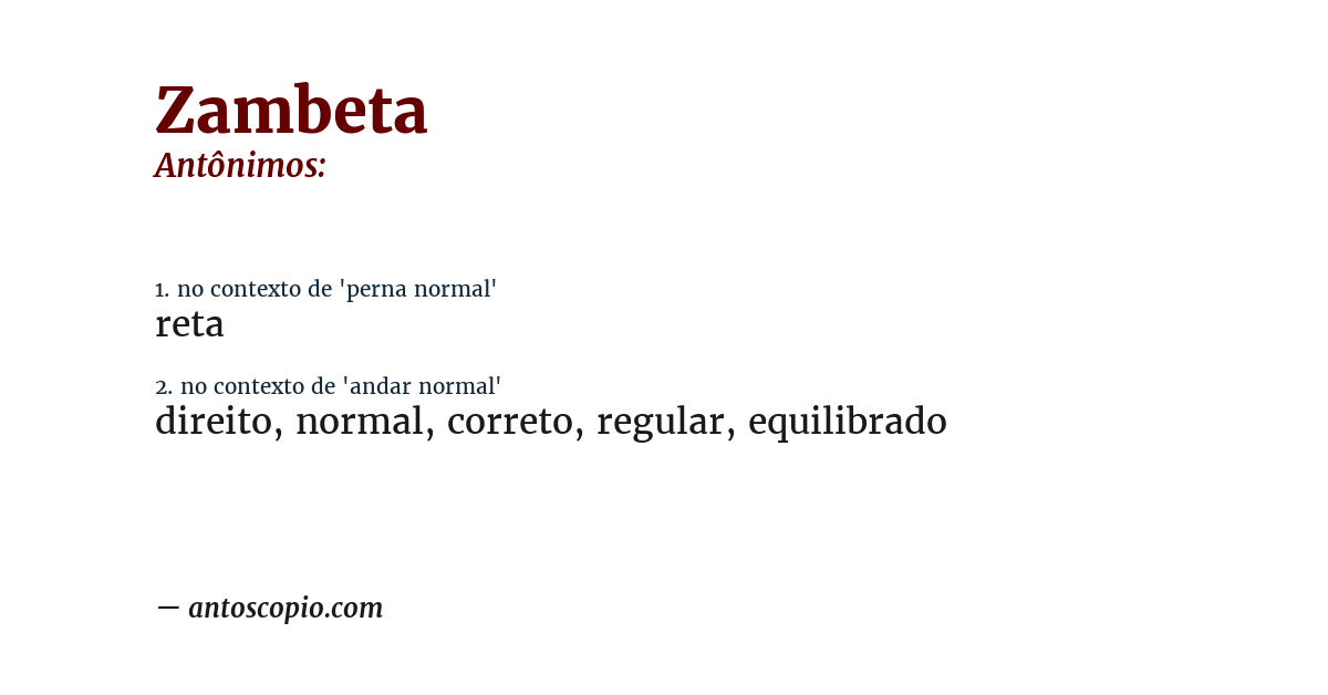 Antônimo de zambeta