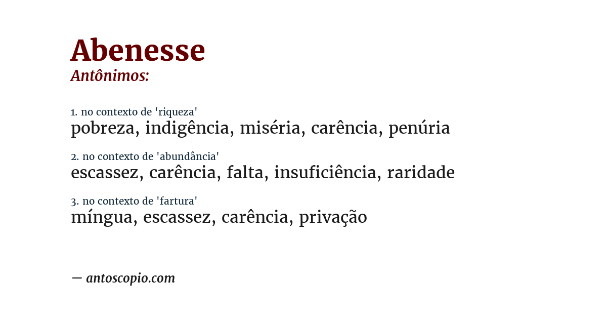 Antônimo de abenesse