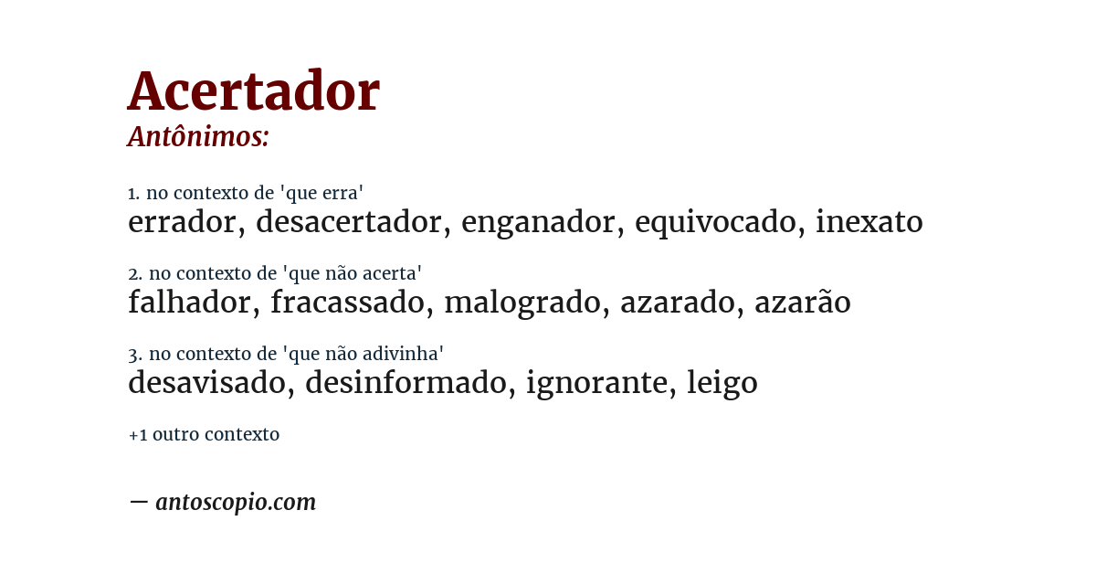 Antônimo de acertador