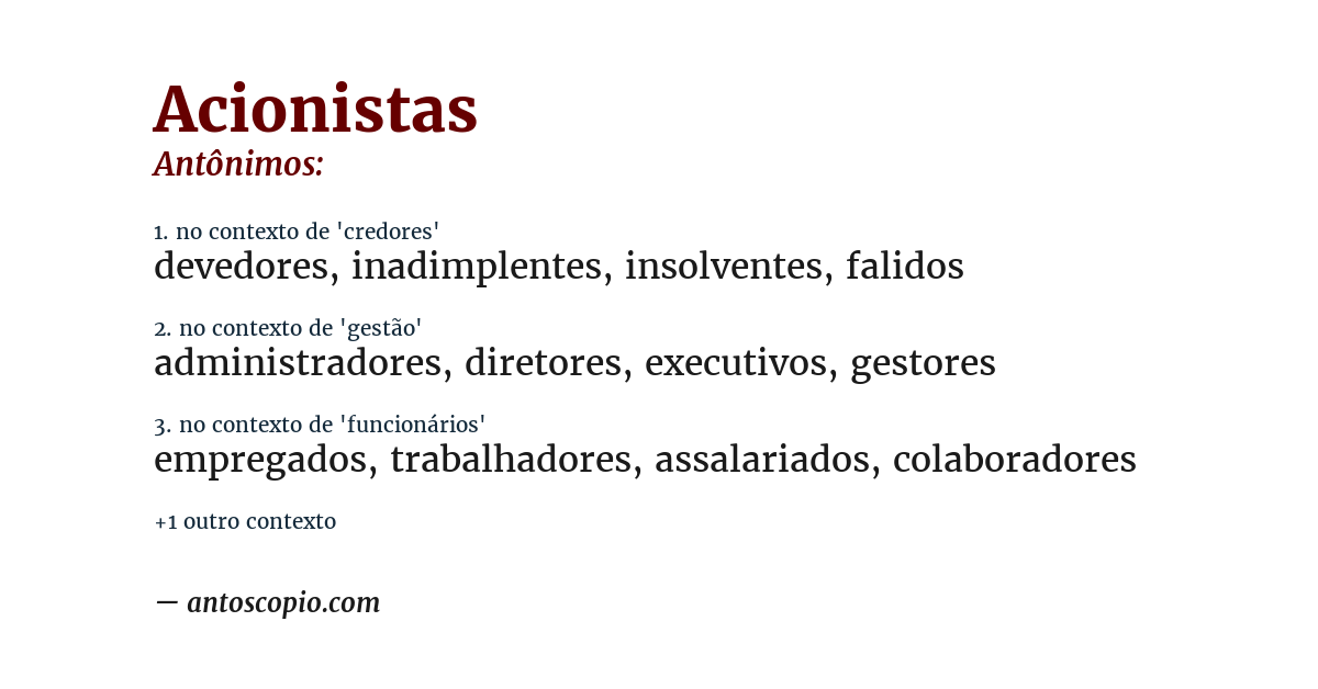 Antônimo de acionistas