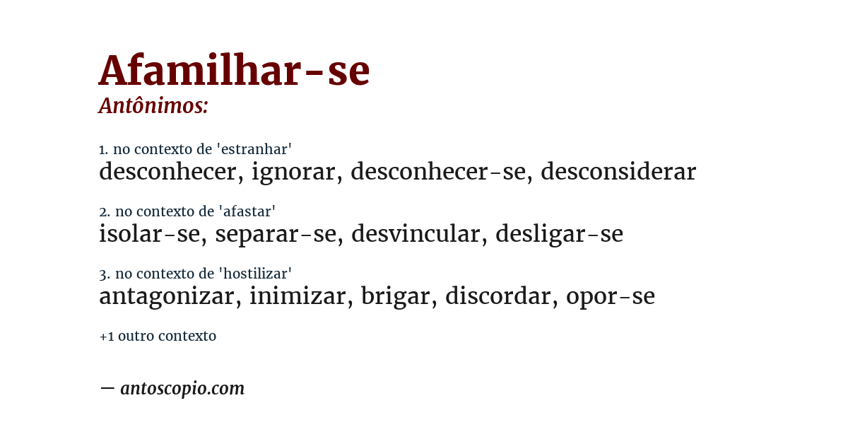 Antônimo de afamilhar-se