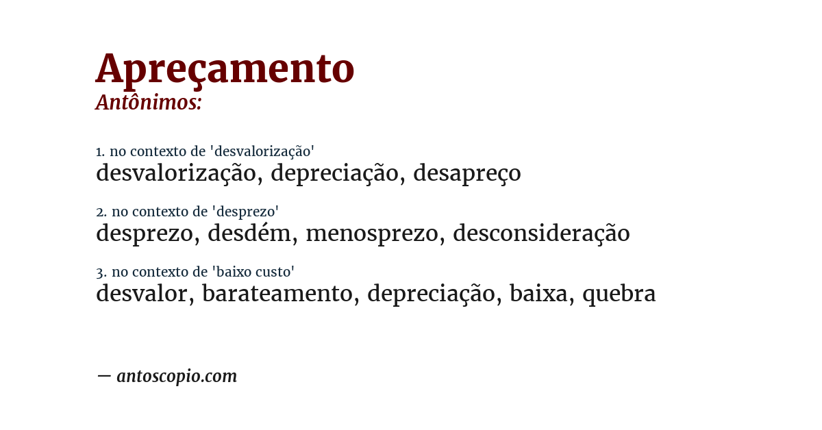 Antônimo de apreçamento