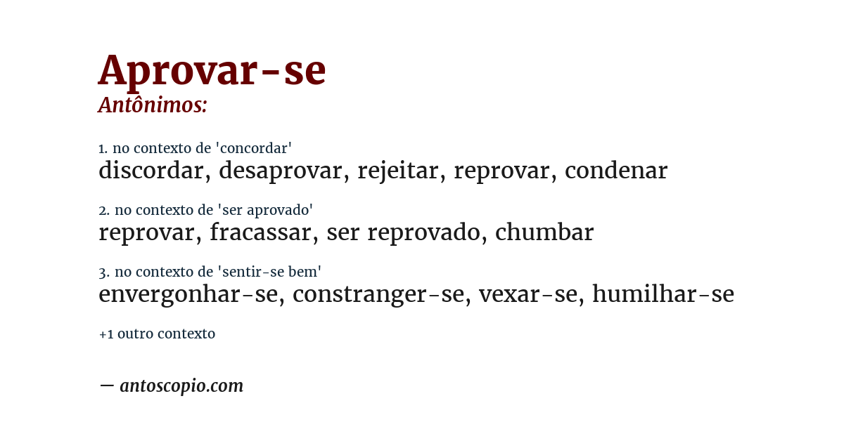 Antônimo de aprovar-se