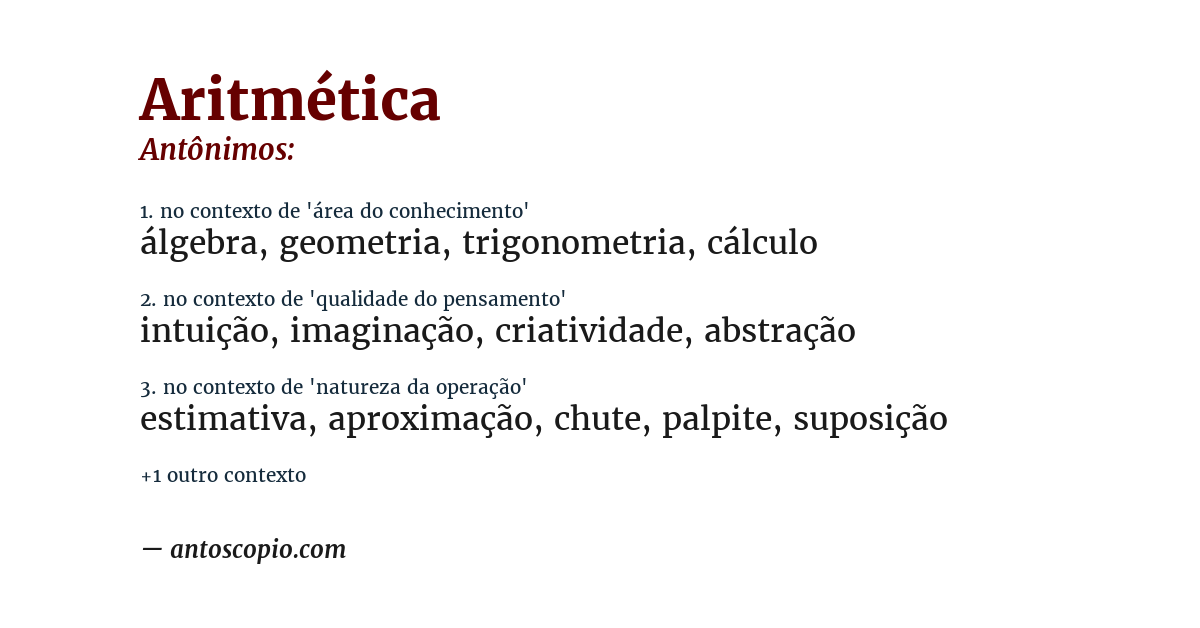 Antônimo de aritmética