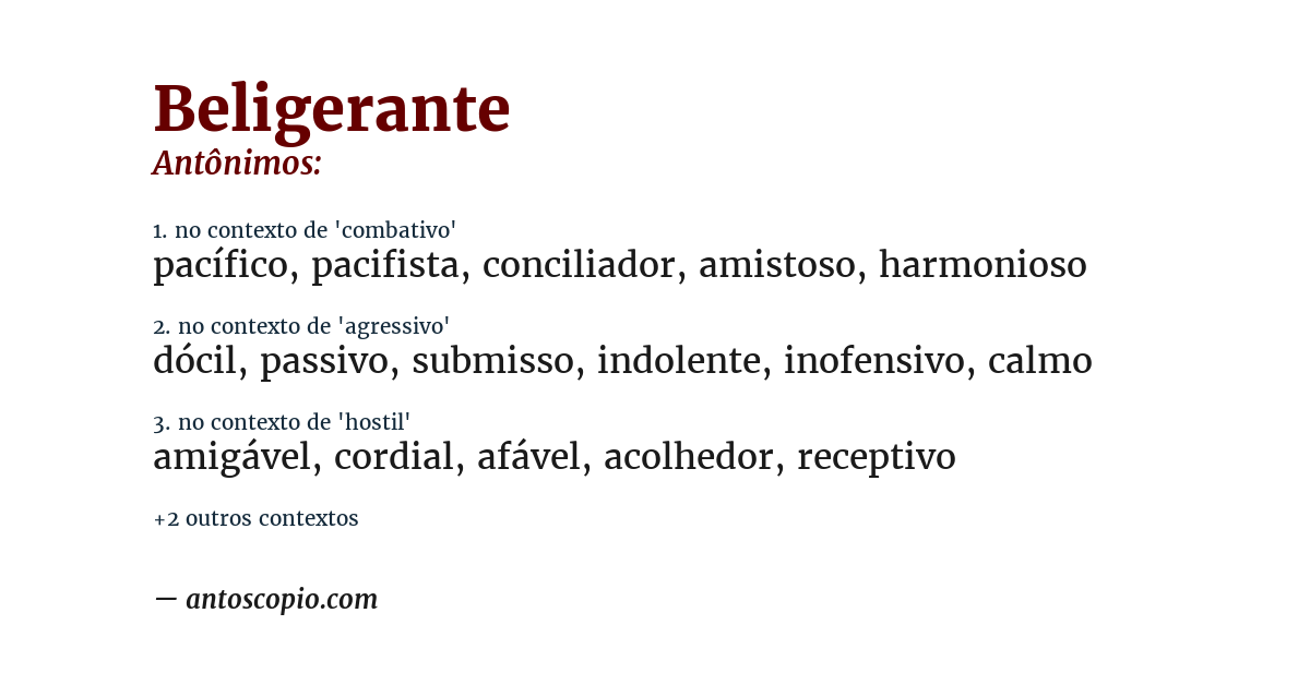 Antônimo de beligerante