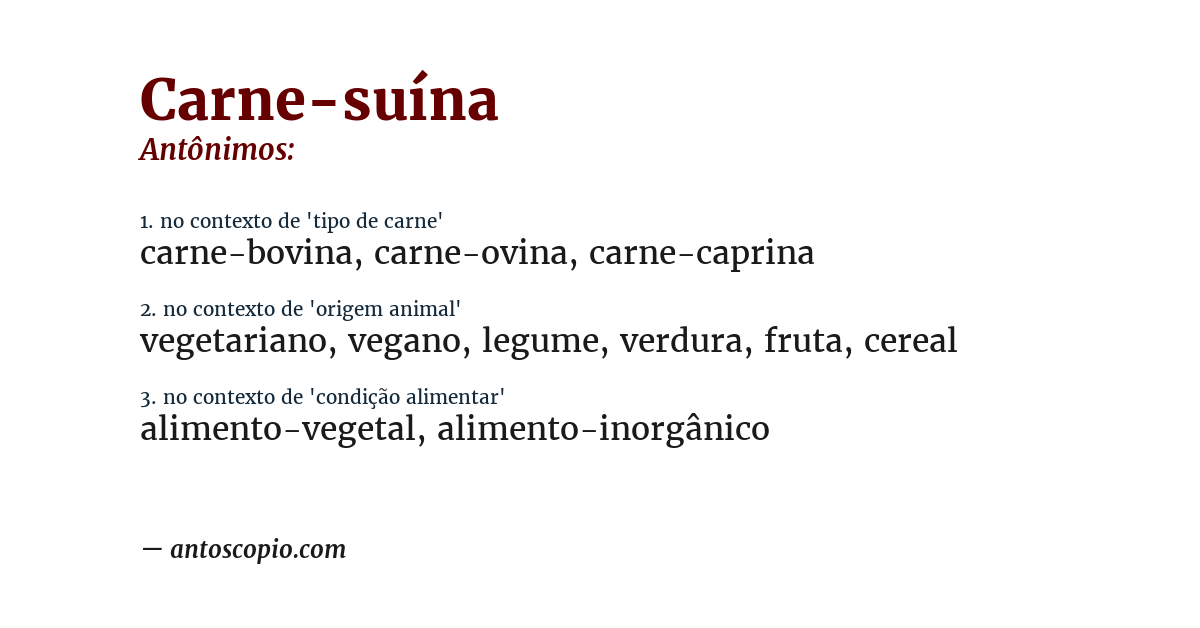 Antônimo de carne-suína