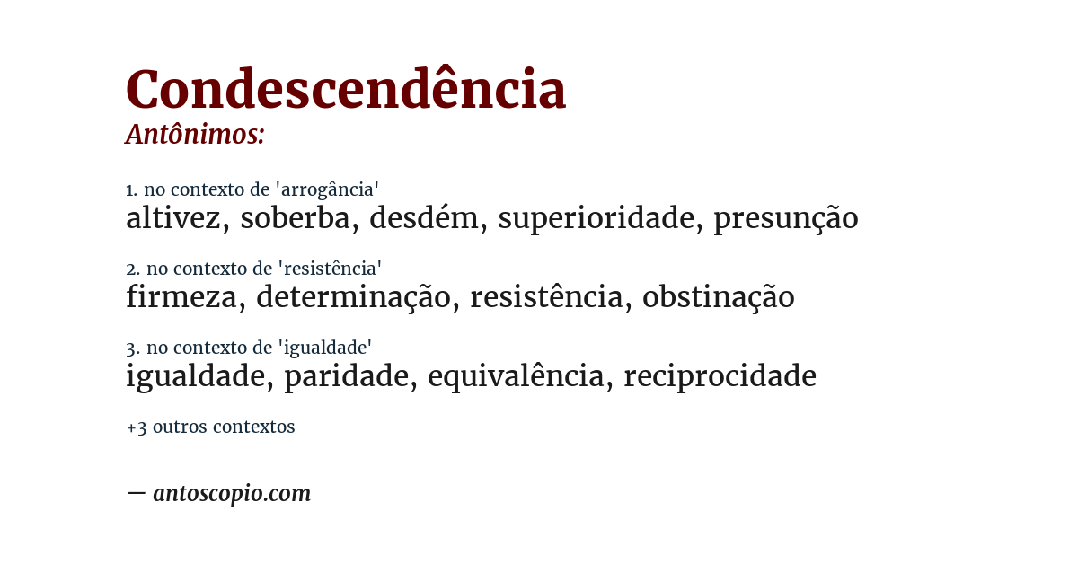 Antônimo de condescendência