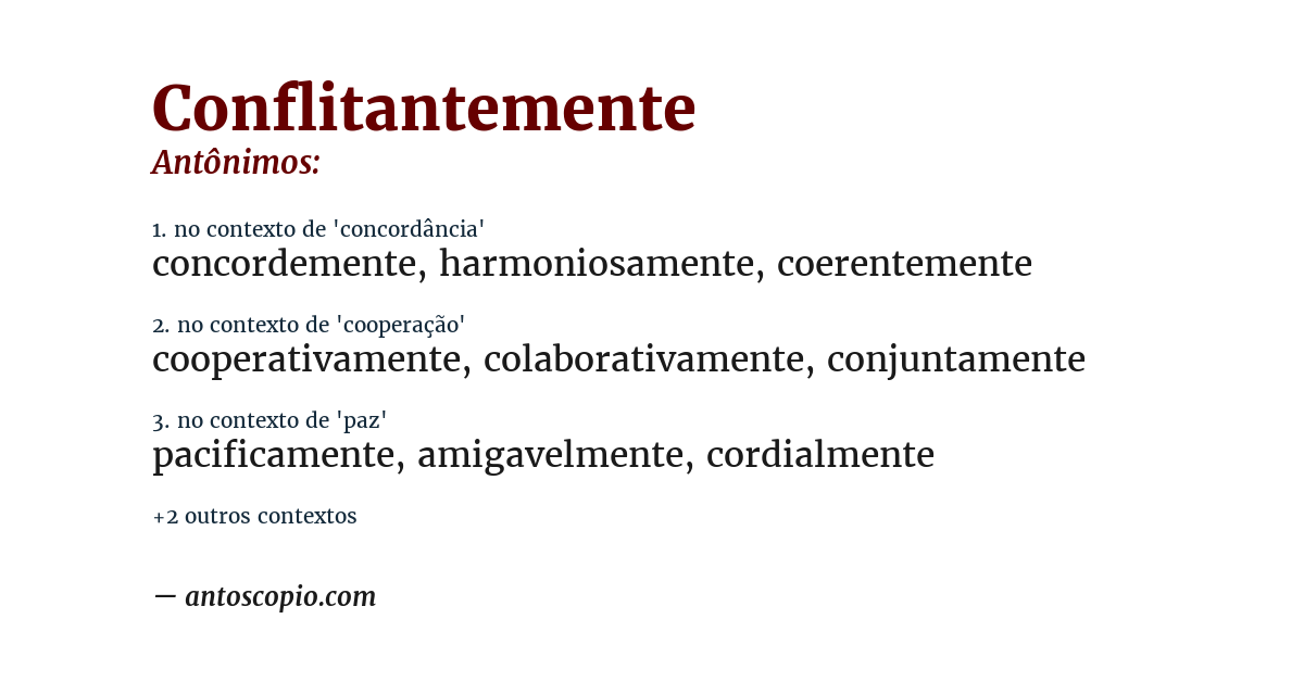 Antônimo de conflitantemente