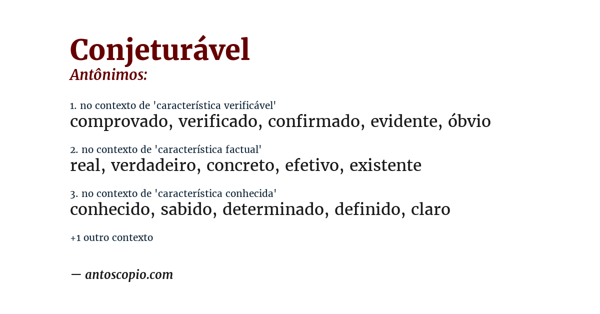 Antônimo de conjeturável