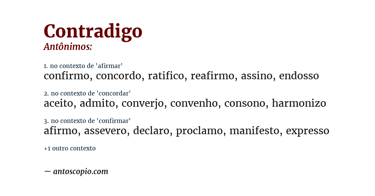 Antônimo de contradigo