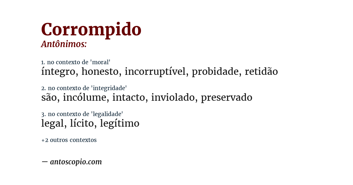Antônimo de corrompido