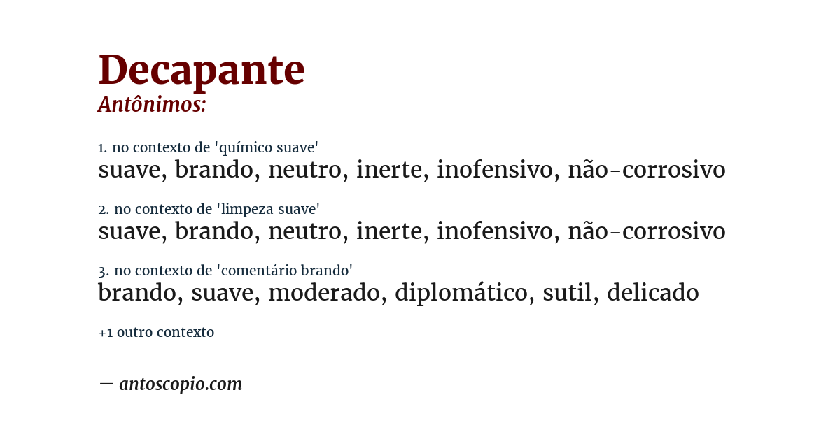 Antônimo de decapante