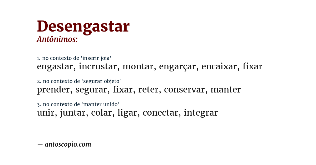 Antônimo de desengastar