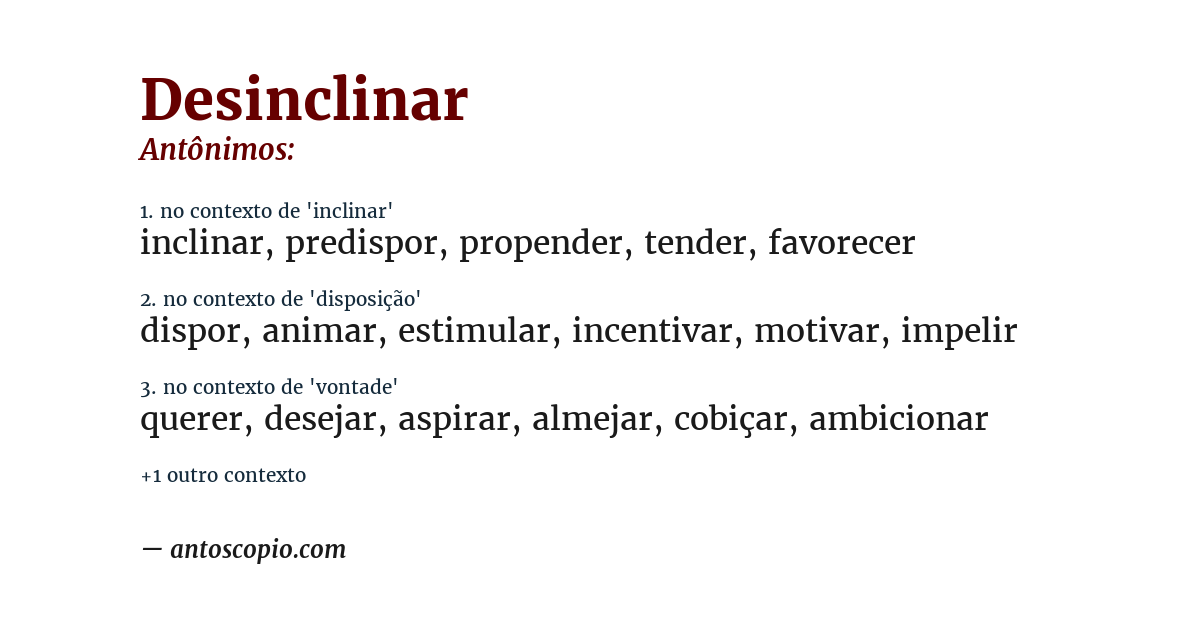 Antônimo de desinclinar