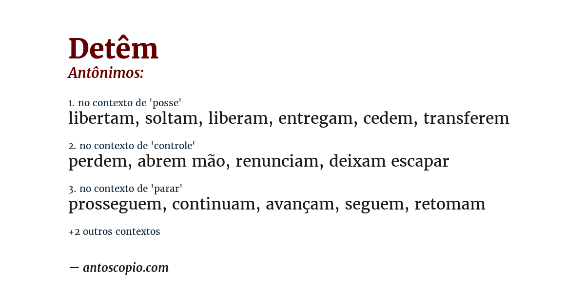 Antônimo de detêm